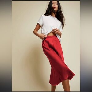 Nation Los Angeles Mabel skirt quince red new slip satin silk red